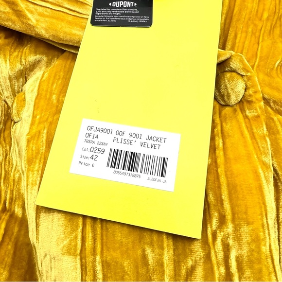 OOF WEAR Womens Velvet Puffer Bomber Jacket Sunflower Golden Yellow Anthro - Picture 12 of 13